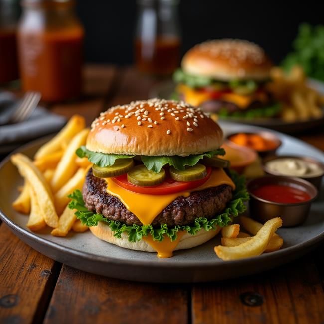 CHEESE BURGER AND CIPS