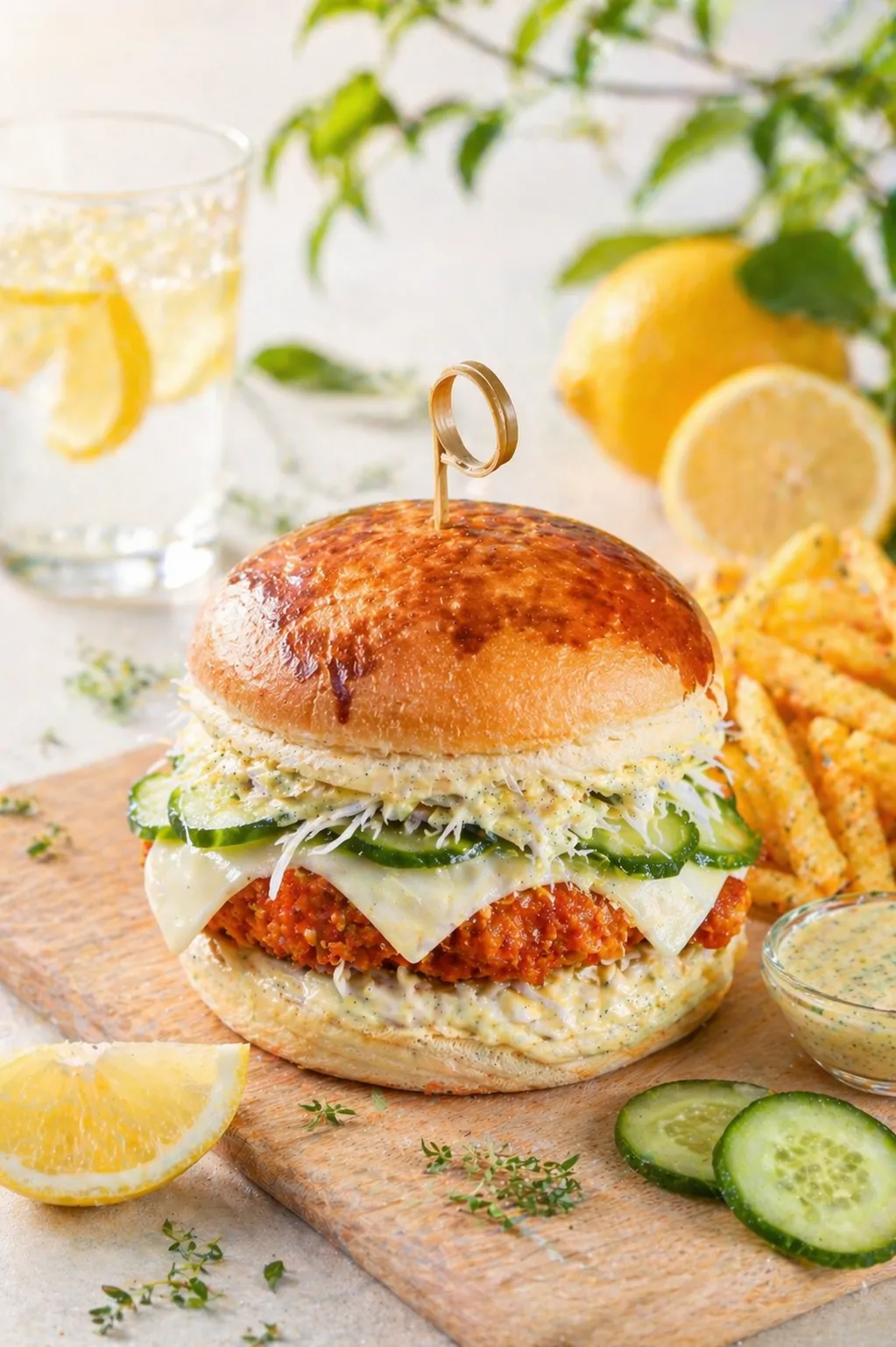 LEMON CREAM CHICKEN BURGER