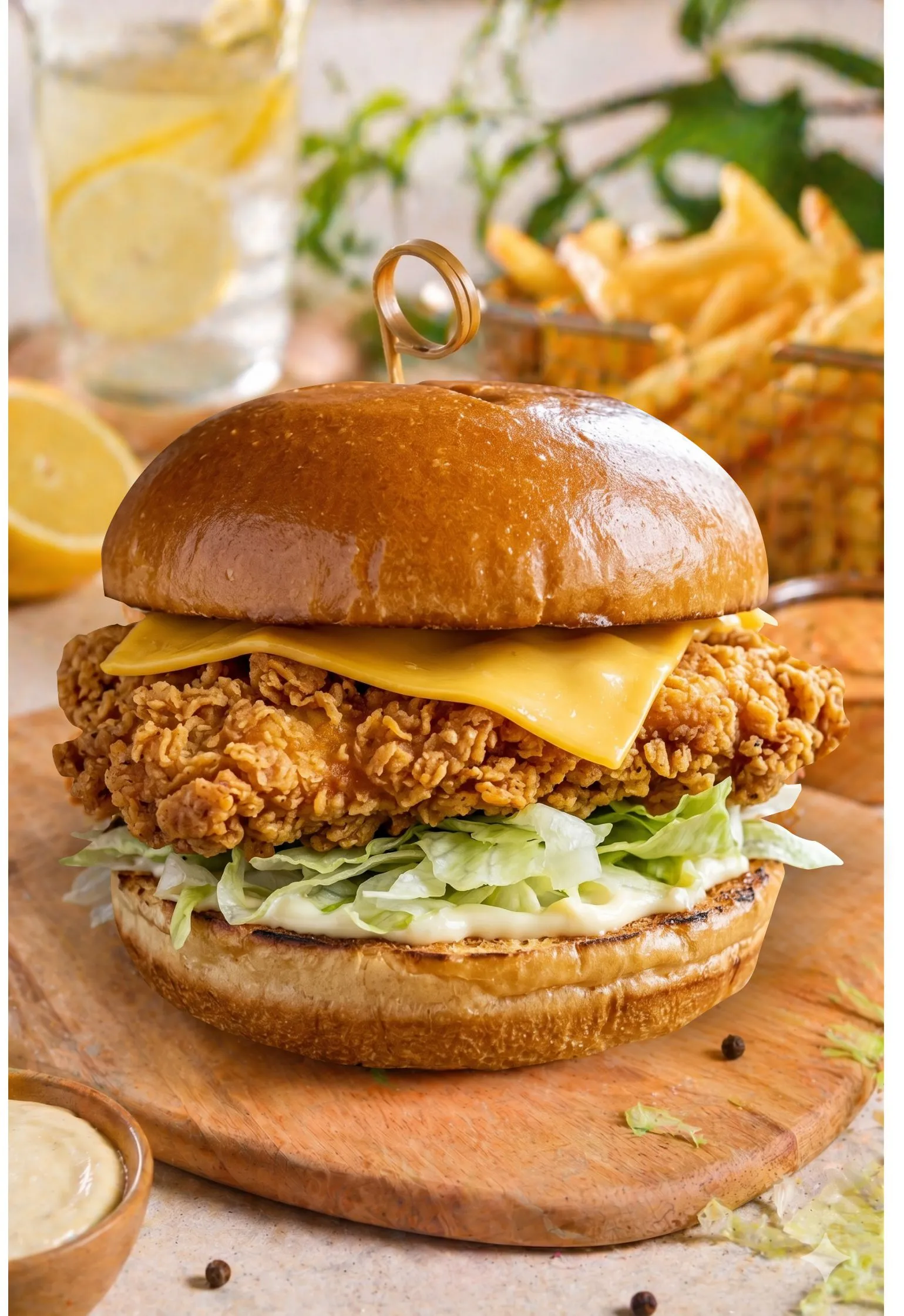 CRISPY CHEDDAR CHICKEN BURGER